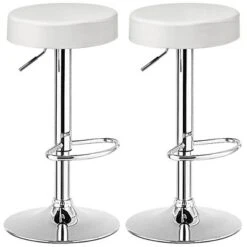 Costway Set Of 2 Round Bar Stool Adjustable Swivel Pub Chair W/ Footrest WhiteRedBlack -Furniture Store GUEST db4b1bba d3f1 45f8 9e62 7d72c626fb53