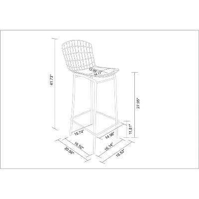 41.73" Madeline Barstool - Manhattan Comfort 3 41.73" Madeline Barstool - Manhattan Comfort
