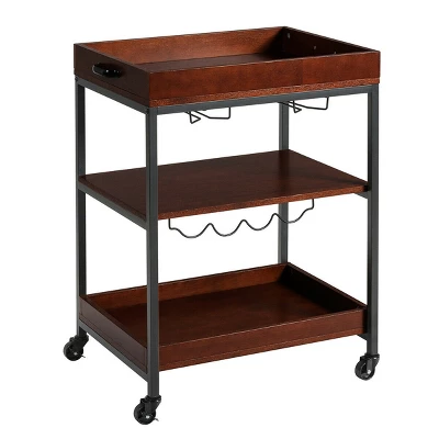 Costway 3 Tier Trolley Cart Kitchen Island Serving Bar Cart W/ Glass Holder & Wine Rack 9 Costway 3 Tier Trolley Cart Kitchen Island Serving Bar Cart W/ Glass Holder & Wine Rack - Image 7