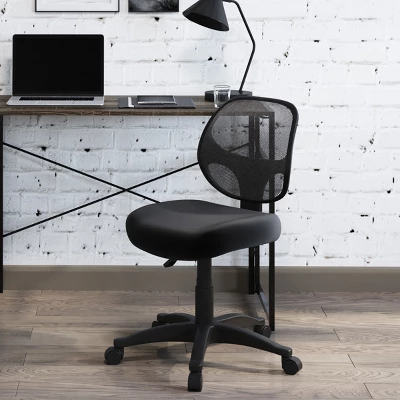 Computer Chair – Adjustable Height Armless Office Chair With Wheels, Curved Mesh Back, Foam Seat, And Swivels In 360-Degrees By Lavish Home (Black 6 Computer Chair – Adjustable Height Armless Office Chair With Wheels, Curved Mesh Back, Foam Seat, And Swivels In 360-Degrees By Lavish Home (Black - Image 4