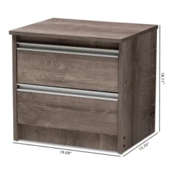 Gallia Modern And Contemporary Oak Finished 2 Drawer Nightstand Brown - Baxton Studio -Furniture Store GUEST ddb74bb4 a2ac 4d13 8c8a f0bcc608c2d7