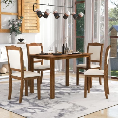 5-Piece Wood Dining Table Set With Upholstered Chairs-ModernLuxe 10 5-Piece Wood Dining Table Set With Upholstered Chairs-ModernLuxe - Image 8