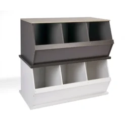 Badger Basket 3 Bin Stackable Storage Cubby Charcoal/Gray Woodgrain -Furniture Store GUEST df02b148 f788 4417 a3b8 aff78c73ed1c