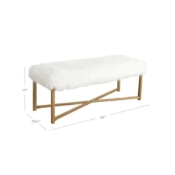 Faux Fur Rectangle Bench White - HomePop -Furniture Store GUEST df39e8d0 4b9d 48b3 aba3 759fc67ee813