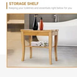 HOMCOM Long Bamboo Shower Bench Seat, 20" Wooden Spa Shower Stool With Underneath Storage Shelf Shoe Organizer 12 HOMCOM Long Bamboo Shower Bench Seat, 20" Wooden Spa Shower Stool With Underneath Storage Shelf Shoe Organizer -Furniture Store GUEST df3a8211 d7be 4445 98c3 71682002e659