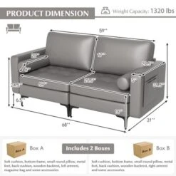 Costway Modern Loveseat 2-Seat Sofa Couch With 2 Bolsters Side Storage Pocket Grey/Red -Furniture Store GUEST df684de5 accb 4b6e 9e14 a9cd6b664ec5