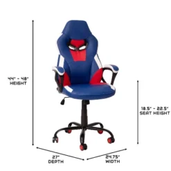 BlackArc High Back Gaming Chair With Red And Blue Faux Leather Upholstery, Adjustable Swivel Seat And Padded Flip-Up Arms -Furniture Store GUEST e0855ac8 4862 43d1 a93e 9f9fbc5fe75c
