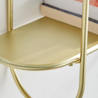 20" 2 Tier Warm Metal Hanging Bracket Wall Mounted Shelf Gold - Danya B. 6 20" 2 Tier Warm Metal Hanging Bracket Wall Mounted Shelf Gold - Danya B. - Image 4