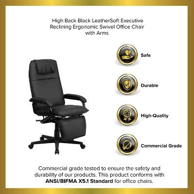 Emma And Oliver High Back Black LeatherSoft Executive Reclining Ergonomic Office Chair With Arms 13 Emma And Oliver High Back Black LeatherSoft Executive Reclining Ergonomic Office Chair With Arms - Image 11