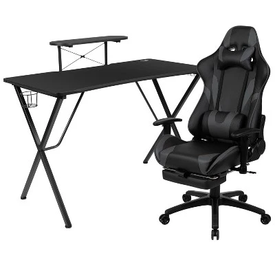 Flash Furniture Gaming Desk And Footrest Reclining Gaming Chair Set With Cup Holder, Headphone Hook, And Monitor/Smartphone Stand 15 Flash Furniture Gaming Desk And Footrest Reclining Gaming Chair Set With Cup Holder, Headphone Hook, And Monitor/Smartphone Stand - Image 13
