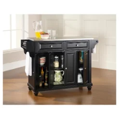 Cambridge Stainless Steel Top Kitchen Island - Black - Crosley -Furniture Store GUEST e1cd5a1d bd41 4681 b017 697953a80bdf