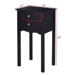 Costway 2 PCS Side Table End Accent Table Night Stand W/ 2 Drawers Black