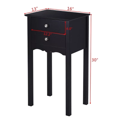 Costway Side Table End Accent Table Night Stand W/ 2 Drawers Furniture Black 5 Costway Side Table End Accent Table Night Stand W/ 2 Drawers Furniture Black - Image 3
