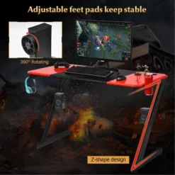 Costway Gaming Desk & Chair Set Z-Shaped Racing Style Desk With Massage Swivel Gaming Chair -Furniture Store GUEST e2112608 3a3b 42e0 91d4 dc697d5e6e51