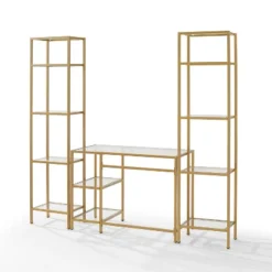 3pc Aimee Desk And Etagere Set Soft Gold - Crosley -Furniture Store GUEST e246d01a af8e 44eb ac6c 6860703fc30c