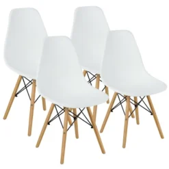 Costway Set Of 4 Modern Dining Side Chair Armless Home Office W/ Wood Legs White/Black/Blue -Furniture Store GUEST e2b76bb3 8436 4d23 823b 7fc08e91c653