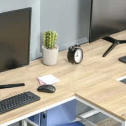 HOMCOM 83" Two Person Computer Desk With 2 Storage Shelves, Double Desk Workstation With Book Shelf, Long Desk Table For Home Office, Natural 10 HOMCOM 83" Two Person Computer Desk With 2 Storage Shelves, Double Desk Workstation With Book Shelf, Long Desk Table For Home Office, Natural -Furniture Store GUEST e379f66e 1205 47ea 86b0 fcabe49c888d