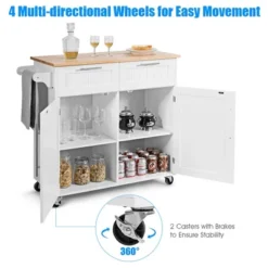 Costway Rolling Kitchen Cart Island Heavy Duty Storage Trolley Cabinet Utility White -Furniture Store GUEST e4071d8c a9f7 4be9 8d77 b33124da3577