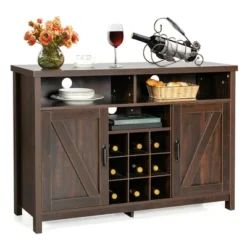 Costway Buffet Storage Cabinet Farmhouse Sideboard W/9-Bottle Wine Rack & 2 Doors -Furniture Store GUEST e40a74d0 d0f6 40b8 bd28 ac4e154d6b47