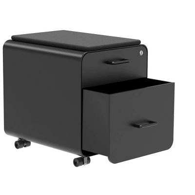 Monoprice Round Corner 2-Drawer File Cabinet - Black, Lockable With Seat Cushion - Workstream Collection 3 Monoprice Round Corner 2-Drawer File Cabinet - Black, Lockable With Seat Cushion - Workstream Collection