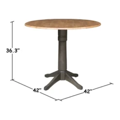 42" Round Dual Drop Leaf Counter Height Dining Table With 4 Splat Back Stools Hickory/Washed Coal - International Concepts -Furniture Store GUEST e5722018 5757 4f94 b417 a687ff364db6