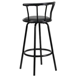 Emma And Oliver Crown Back Black Metal Barstool With Black Vinyl Swivel Seat -Furniture Store GUEST e5b6ecb1 17a7 4638 895d 17ba908a0ea2