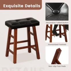 Costway Set Of 2 Upholstered Barstools 24''/29'' Backless Rubberwood Dining Chairs Black&Brown 19 Costway Set Of 2 Upholstered Barstools 24''/29'' Backless Rubberwood Dining Chairs Black&Brown -Furniture Store GUEST e655ae58 d5fb 4f9e 9239 bf4f6dcee30b
