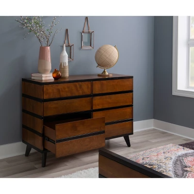 Mid-Century Modern 6 Drawer Dresser Walnut - Linon 12 Mid-Century Modern 6 Drawer Dresser Walnut - Linon - Image 10