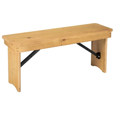 Merrick Lane Antique Solid Pine Folding Farmhouse Style Bench 17 Merrick Lane Antique Solid Pine Folding Farmhouse Style Bench - Image 15