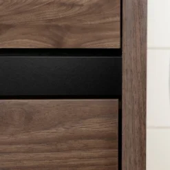 Flam 2 Drawer Nightstand Natural Walnut/Matte Black - South Shore -Furniture Store GUEST e715993d f3f0 4e0b 9182 4caba1473850