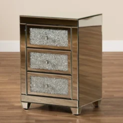 Ralston 3 Drawers Mirrored Nightstand - Baxton Studio -Furniture Store GUEST e7c69774 0a8e 4911 95bc 42293abec467