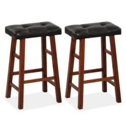 Costway Set Of 2 Upholstered Barstools 24''/29'' Backless Rubberwood Dining Chairs Black&Brown 21 Costway Set Of 2 Upholstered Barstools 24''/29'' Backless Rubberwood Dining Chairs Black&Brown -Furniture Store GUEST e81602d2 8f7e 4a90 bab4 9442fa9d0d92