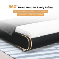 Costway Full Faux Leather Upholstered Platform Bed Adjustable Headboard Black -Furniture Store GUEST e818157d 3b28 444d 95e9 dc57c1c24fc7