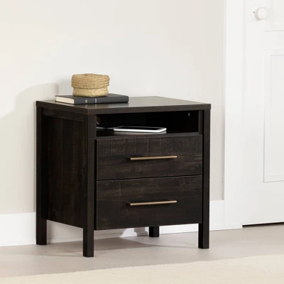 Gravity 2 Drawer Nightstand Rubbed Black - South Shore 3 Gravity 2 Drawer Nightstand Rubbed Black - South Shore