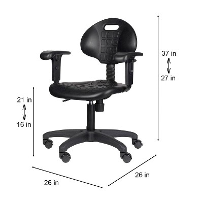 16"-21" Adjustable Height Polyurethane Task Office Chair With Arms Black- Hampden Furnishings 13 16"-21" Adjustable Height Polyurethane Task Office Chair With Arms Black- Hampden Furnishings - Image 11