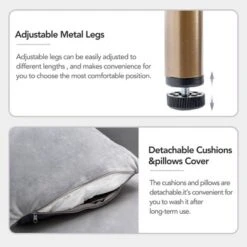 Modern Velvet Loveseat Sofa With Metal Legs And Two Pillows-ModernLuxe -Furniture Store GUEST e8cd5b44 95ae 4f3e 818c b26e036aaaa4