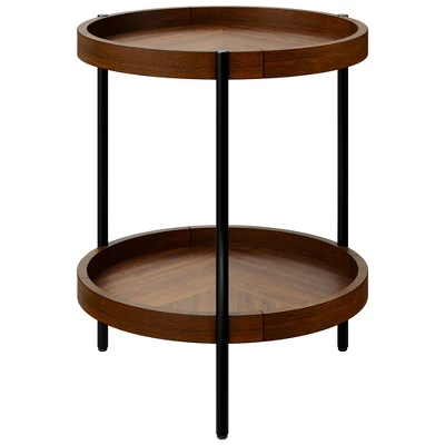 Costway 2-tier Round Side End Table Storage Shelf Rubber Wood Accent Nightstand 13 Costway 2-tier Round Side End Table Storage Shelf Rubber Wood Accent Nightstand - Image 11