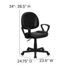 Emma And Oliver Mid-Back Black LeatherSoft Swivel Ergonomic Office Chair - Back Adjustment -Furniture Store GUEST e928f023 fea2 4e01 9aff c929a114b4ea