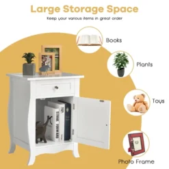 Tangkula Wooden Accent End Table With Drawer Storage Floor Cabinet For Living Room, Bedroom, Hallway -Furniture Store GUEST e94c09e0 664a 47c5 a704 fbebff809b1a