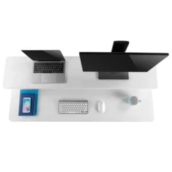 Tranzendesk Standing Desk With Clamp-On Shelf - 55" Sit To Stand Workstation With 55” Monitor Stand - White - Stand Steady -Furniture Store GUEST e95edf3c bf3b 4b6d 93c8 0396f788a23f