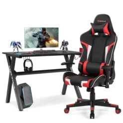 Costway X-Shaped Gaming Desk & Racing Style Massage Chair Set Home Office Black+White/Blue/Grey/Red -Furniture Store GUEST e9703243 e3b2 497e a1ec c5ad1f6dfe46