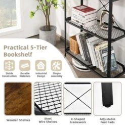 Costway 5 Tier Bookshelf Standing Storage Shelf Unit For Kitchen Living Room Office 18 Costway 5 Tier Bookshelf Standing Storage Shelf Unit For Kitchen Living Room Office -Furniture Store GUEST e9c8b999 0805 41f5 819d f52d4ba39510