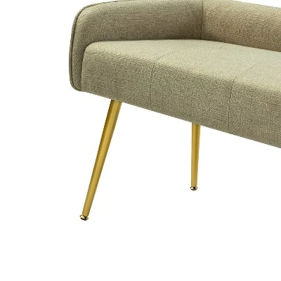 Emilio Modern 55.25" Wide Upholstered Low Back Bench With Sturdy Golden Metal Tapered Leg| ARTFUL LIVING DESIGN 10 Emilio Modern 55.25" Wide Upholstered Low Back Bench With Sturdy Golden Metal Tapered Leg| ARTFUL LIVING DESIGN - Image 8