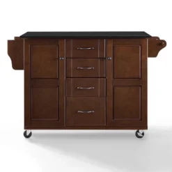 Eleanor Granite Top Kitchen Cart Mahogany/Black - Crosley -Furniture Store GUEST ea177cbe 2ff7 47d3 9397 a2d456c0ba38