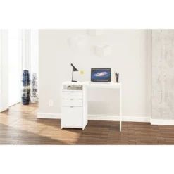 Cambridge 3 Drawer Writing Desk With Shelf White - Polifurniture -Furniture Store GUEST eaa165e8 f7d6 40ef 94bf 8fd28a573b73