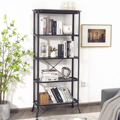 Costway 5 Tier Bookshelf Standing Storage Shelf Unit For Kitchen Living Room Office 4 Costway 5 Tier Bookshelf Standing Storage Shelf Unit For Kitchen Living Room Office - Image 2