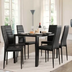 Costway 7 PCS Kitchen Dining Table Set Breakfast Furniture W/ Glass Top Padded Chair -Furniture Store GUEST eb3c417e a84c 448c b4c2 7a00fd7a3715
