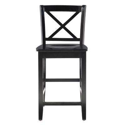 24" Torino X Back Wood Counter Height Barstool - Black - Linon 4 24" Torino X Back Wood Counter Height Barstool - Black - Linon - Image 2