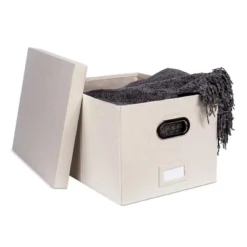 BirdRock Home 1-Pack Collapsible File Storage Organizer With Lid - Cream -Furniture Store GUEST eccc3a9d 8811 4349 adb3 98b25f64275c