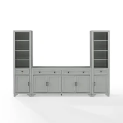 3pc Tara Sideboard And Bookcase Set Distressed Gray - Crosley -Furniture Store GUEST ed07420d 6fcd 4c1f 95f9 fc7a67b34736